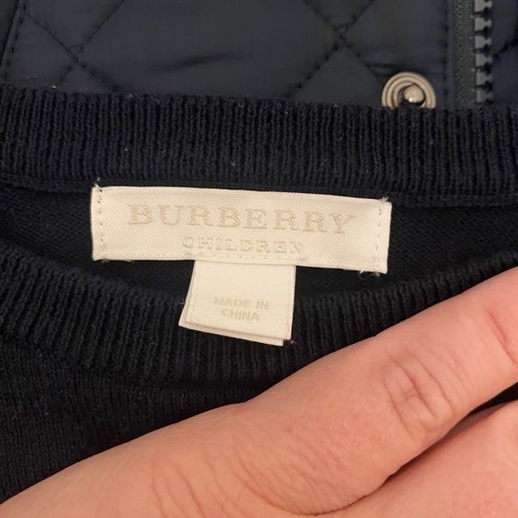 Burberry - Size 4Y - Navy Crewneck Pullover Sweater w/embroidered Burberry logo - Picture 5 of 6